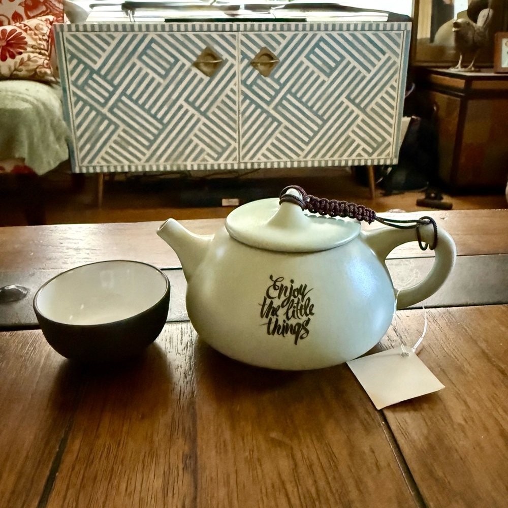 Mint Green and Black Ceramic Tea Set